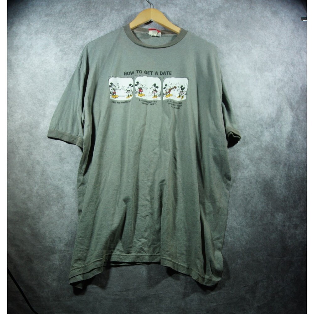 Disney Mickey Mouse How To Get A Date Comic T-Shirt Grey XL